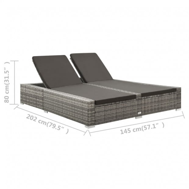 Double Sun Lounger Poly Rattan Grey Image 7
