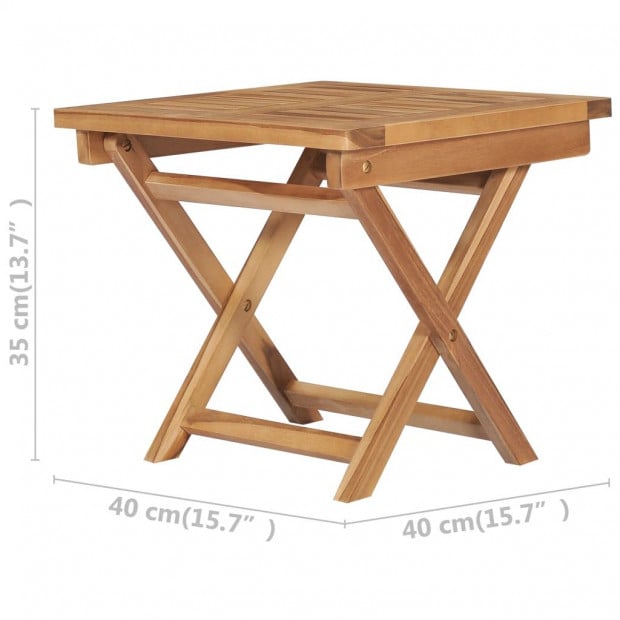 Folding Sun Lounger With Table Solid Teak Wood Image 11