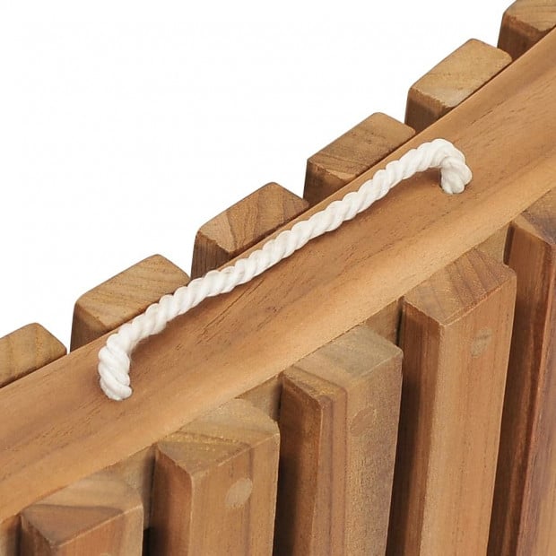 Folding Sun Lounger With Table Solid Teak Wood Image 7