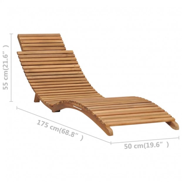 Folding Sun Lounger With Table Solid Teak Wood Image 10