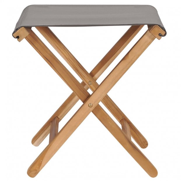 Folding Chairs 2 Pcs Solid Teak Wood And Fabric Dark Grey Image 3
