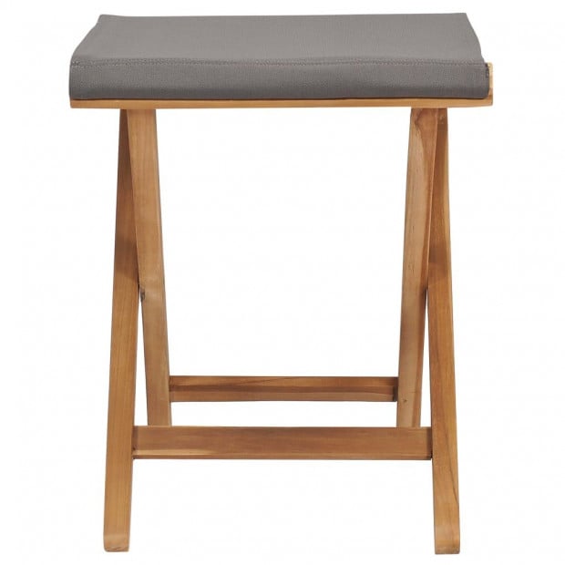 Folding Chairs 2 Pcs Solid Teak Wood And Fabric Dark Grey Image 4
