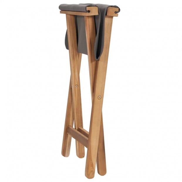 Folding Chairs 2 Pcs Solid Teak Wood And Fabric Dark Grey Image 5