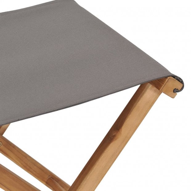 Folding Chairs 2 Pcs Solid Teak Wood And Fabric Dark Grey Image 6