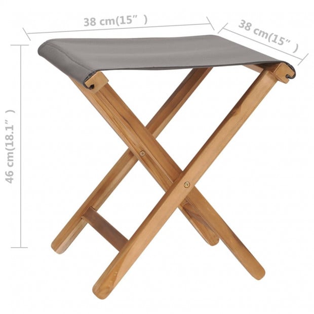 Folding Chairs 2 Pcs Solid Teak Wood And Fabric Dark Grey Image 7