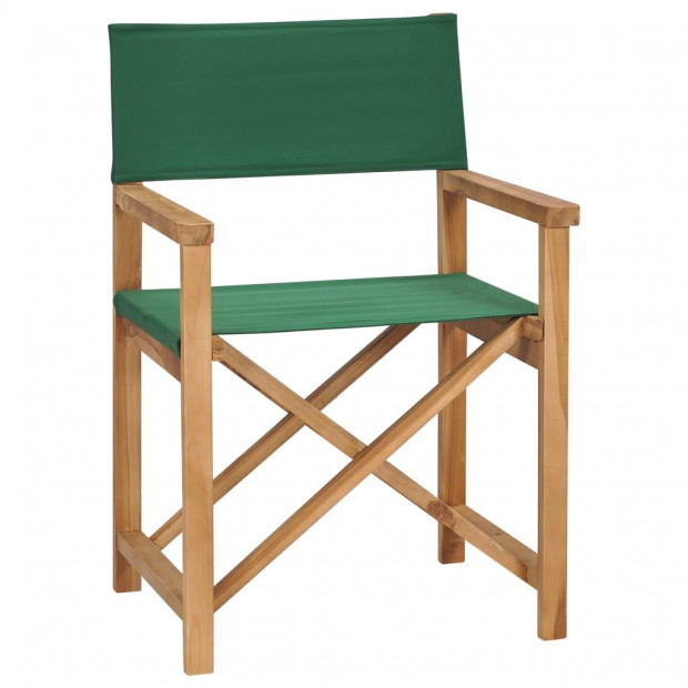 Folding Directors Chair Solid Teak Wood Green