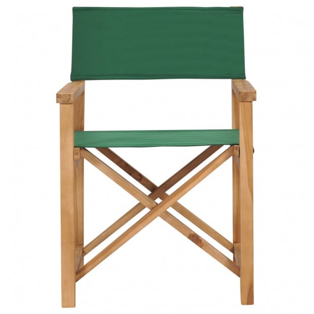 Folding Directors Chair Solid Teak Wood Green Image 2