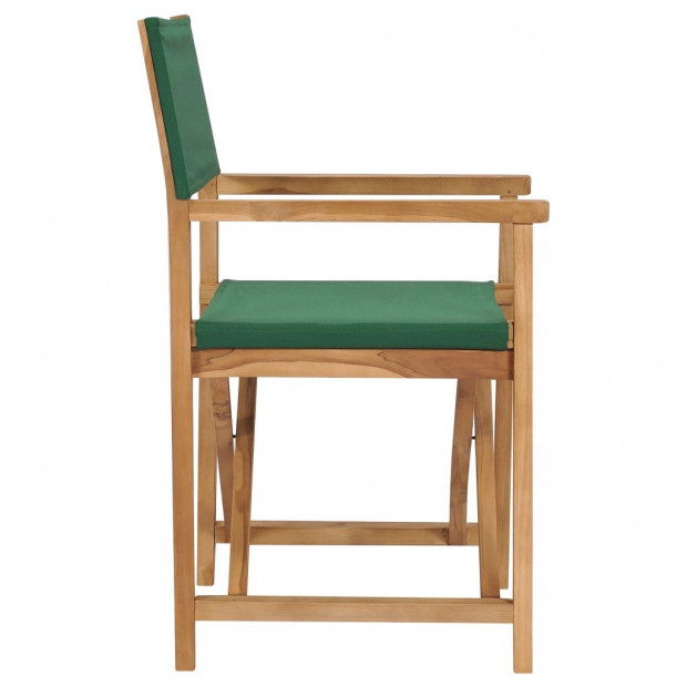 Folding Directors Chair Solid Teak Wood Green Image 3