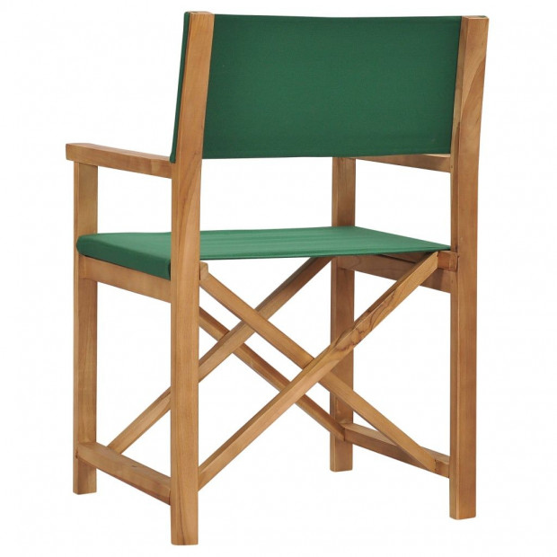 Folding Directors Chair Solid Teak Wood Green Image 4