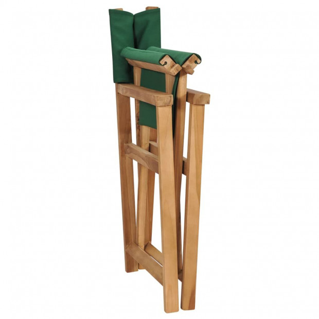 Folding Directors Chair Solid Teak Wood Green Image 5