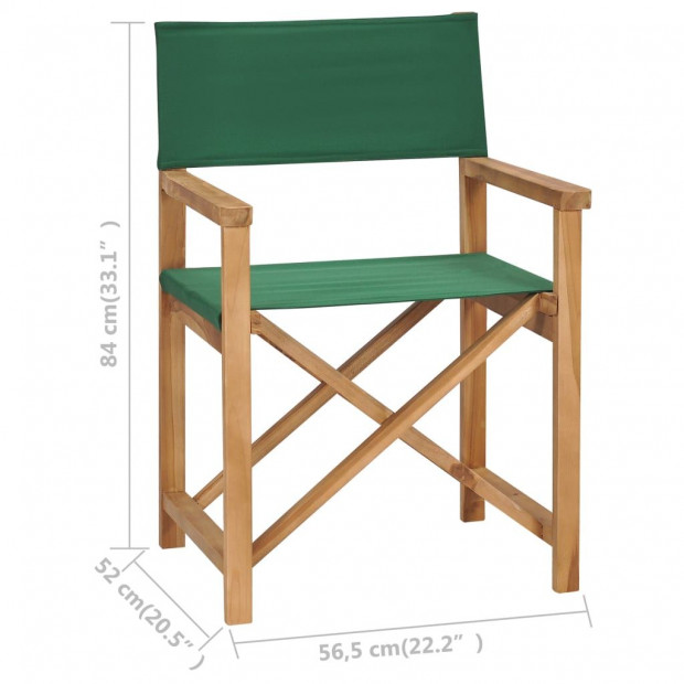 Folding Directors Chair Solid Teak Wood Green Image 7