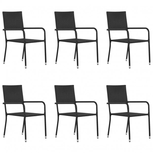 Outdoor Dining Chairs 6 Pcs Poly Rattan Black