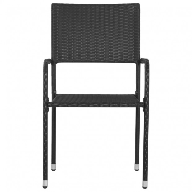 Outdoor Dining Chairs 6 Pcs Poly Rattan Black Image 2