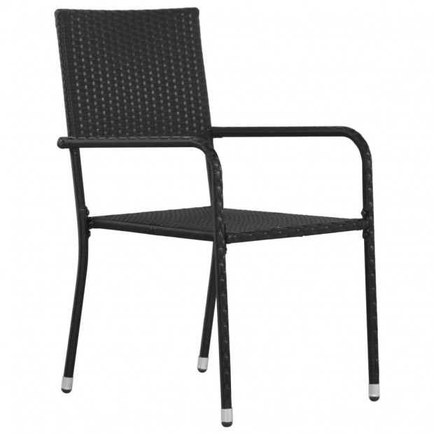 Outdoor Dining Chairs 6 Pcs Poly Rattan Black Image 3
