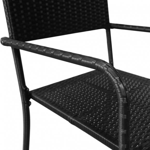 Outdoor Dining Chairs 6 Pcs Poly Rattan Black Image 4