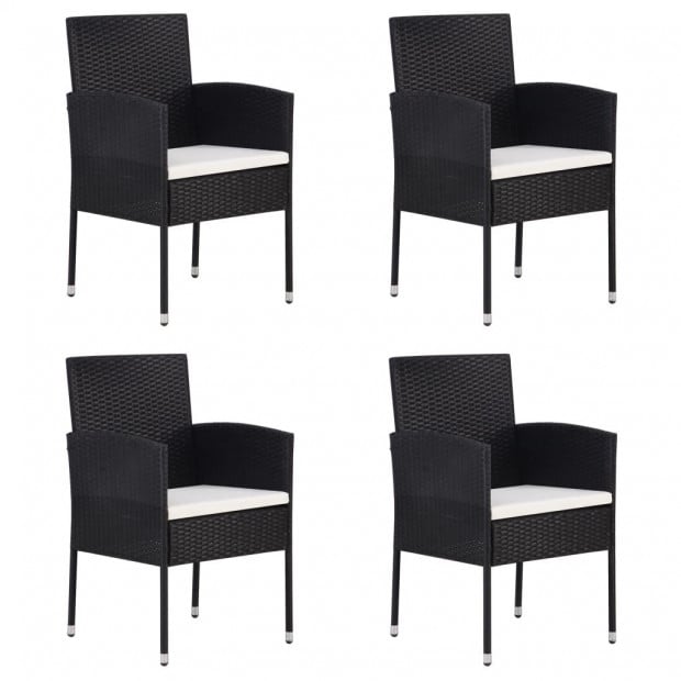 Poly Rattan Black Garden Chairs 4 Pcs