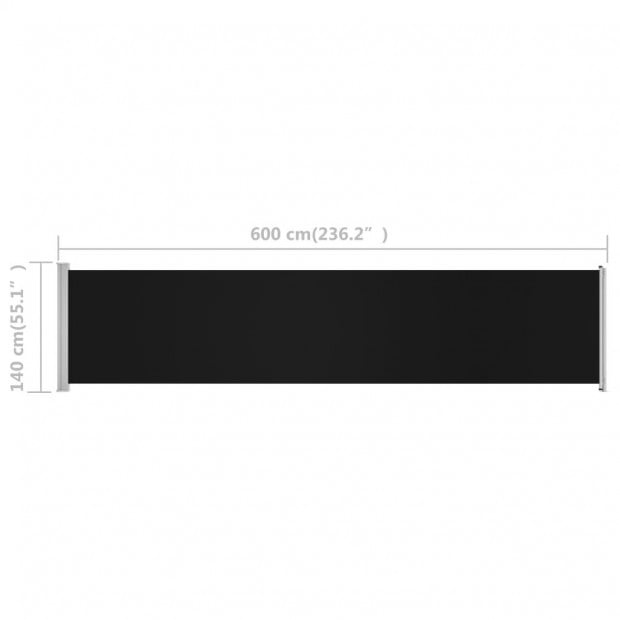 Patio Retractable Side Awning 140x600 Cm Black Image 8