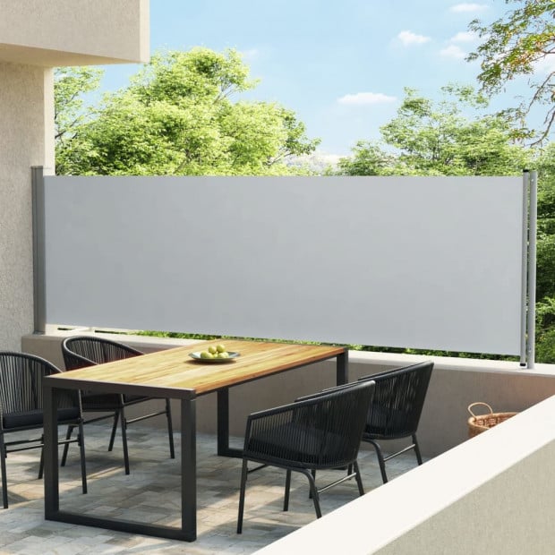 Patio Retractable Side Awning 140x600 Cm Grey Image 2