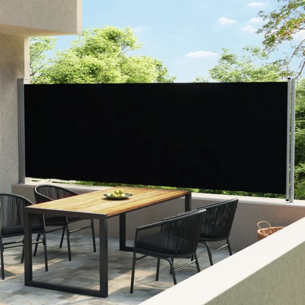 Patio Retractable Side Awning 600x160 Cm Black Image 2