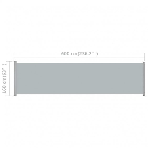 Patio Retractable Side Awning 600x160 Cm Grey Image 8