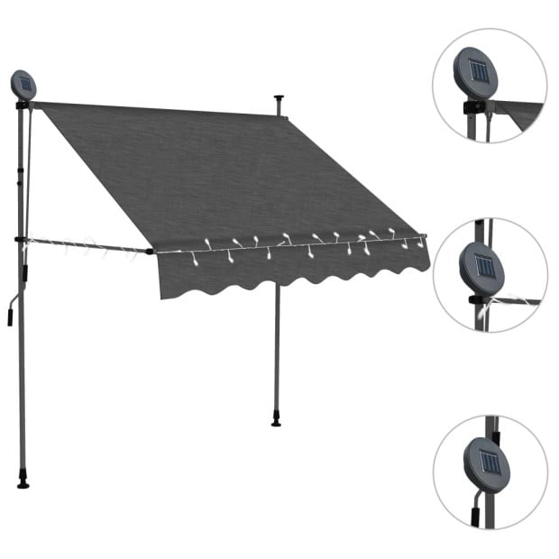 Manual Retractable Awning With Led 200 Cm Anthracite Image 3