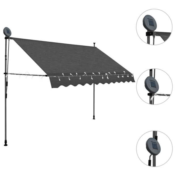 Manual Retractable Awning With Led 250 Cm Anthracite Image 3