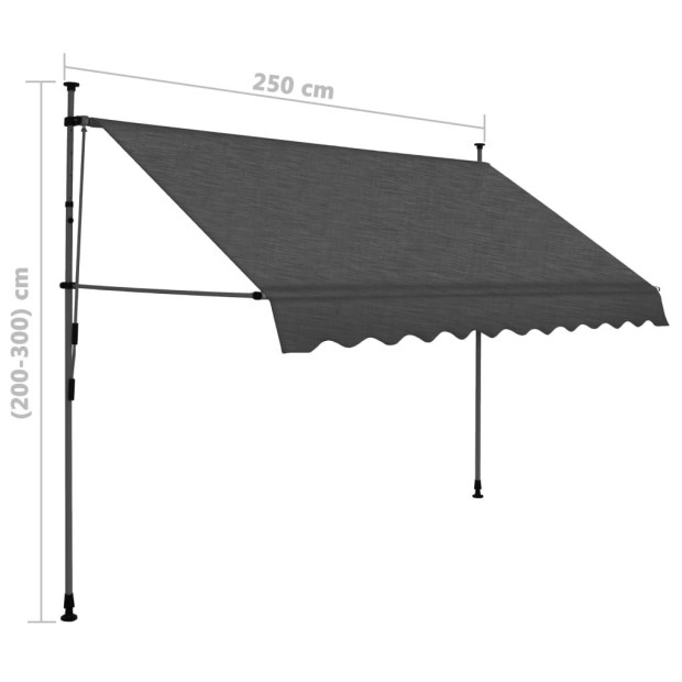 Manual Retractable Awning With Led 250 Cm Anthracite Image 8