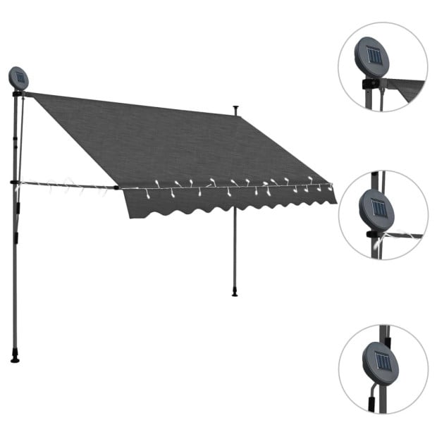 Manual Retractable Awning With Led 300 Cm Anthracite Image 3