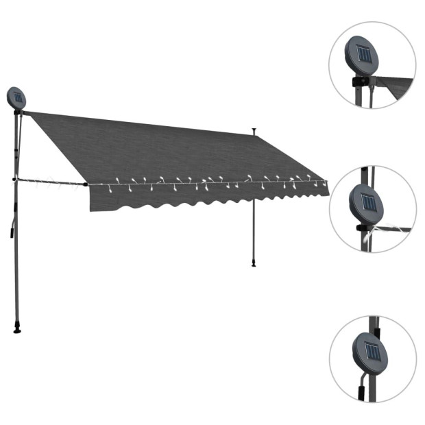 Manual Retractable Awning With Led 350 Cm Anthracite Image 3