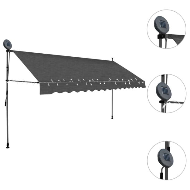 Manual Retractable Awning With Led 400 Cm Anthracite Image 3