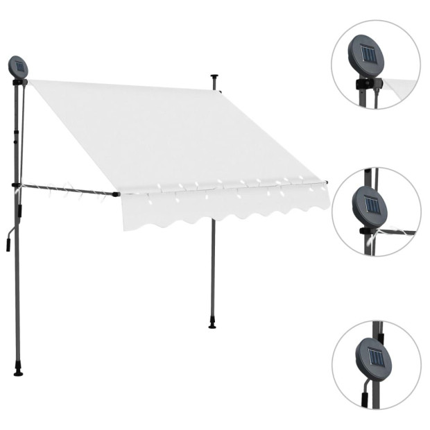 Manual Retractable Awning With Led 200 Cm Cream Image 3