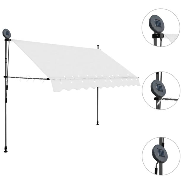 Manual Retractable Awning With Led 250 Cm Cream Image 3