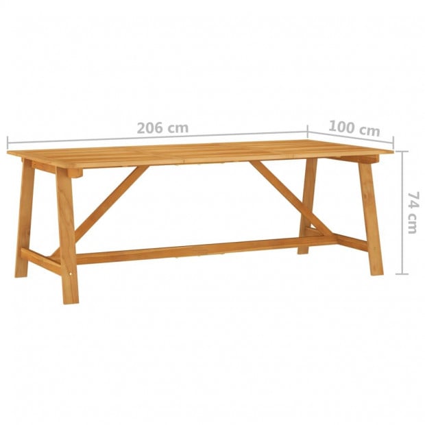 Garden Dining Table 206x100x74 Cm Solid Acacia Wood Image 6