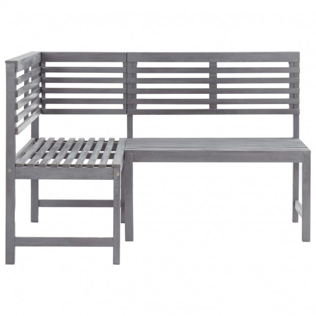 Garden Corner Bench Grey 140 Cm Solid Acacia Wood Image 3