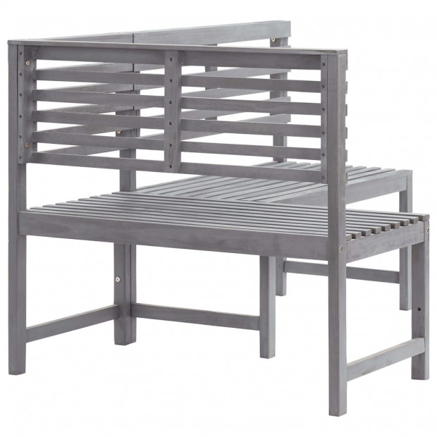 Garden Corner Bench Grey 140 Cm Solid Acacia Wood Image 4