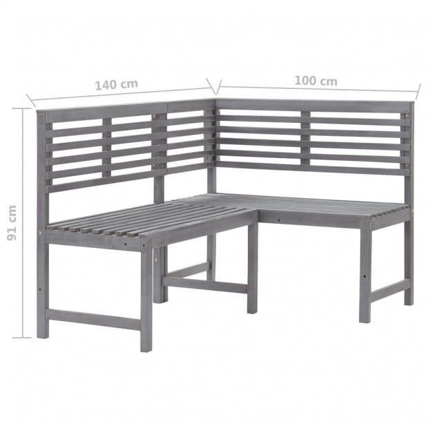 Garden Corner Bench Grey 140 Cm Solid Acacia Wood Image 7