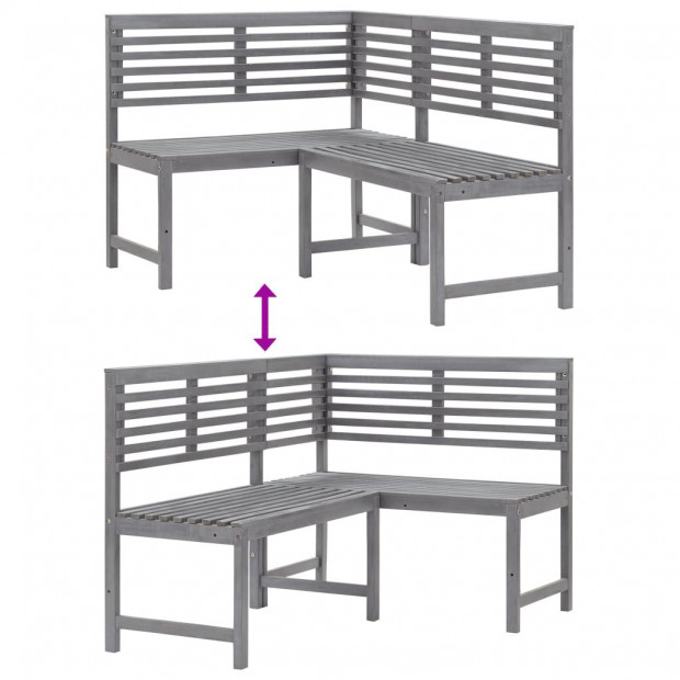 Garden Corner Bench Grey 140 Cm Solid Acacia Wood Image 8