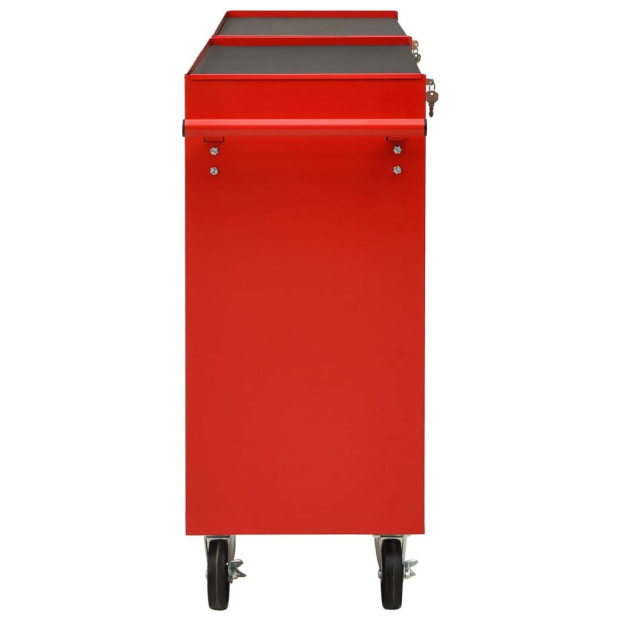 Tool Trolley With 14 Drawers Steel Red Image 3