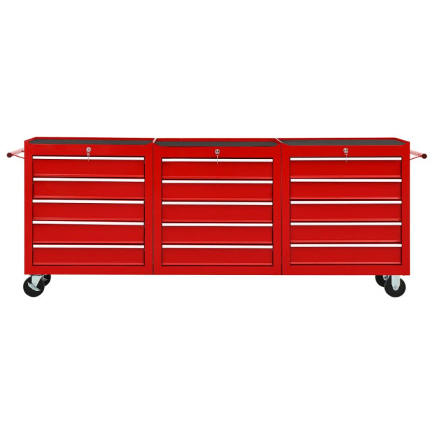Tool Trolley With 15 Drawers Steel Red Image 3