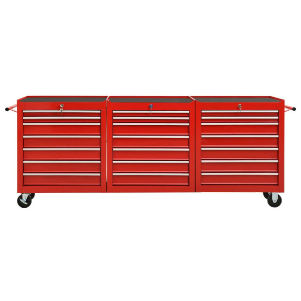 Tool Trolley With 21 Drawers Steel Red Image 2