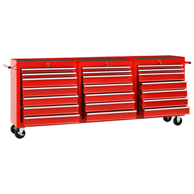 Tool Trolley With 21 Drawers Steel Red Image 4