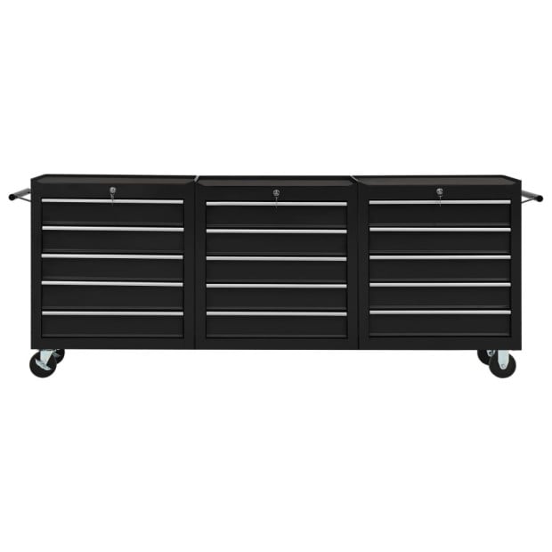 Tool Trolley With 15 Drawers Steel Black Image 3
