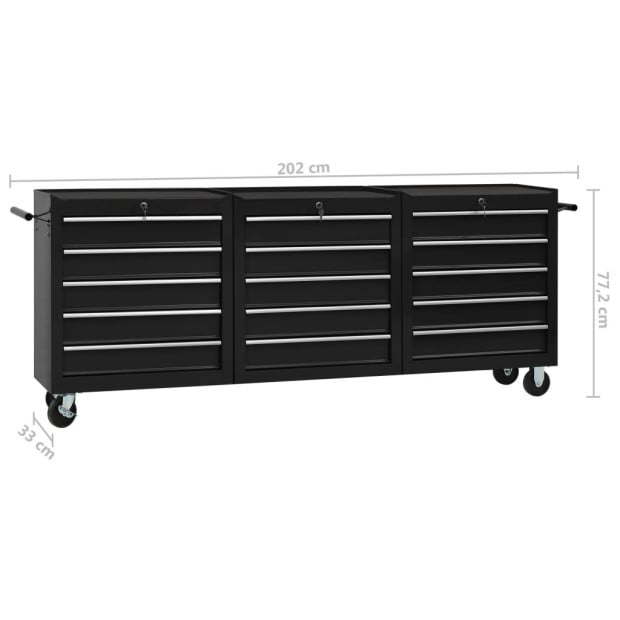Tool Trolley With 15 Drawers Steel Black Image 9