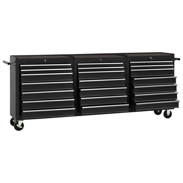 Tool Trolley With 21 Drawers Steel Black Image 2