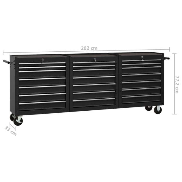 Tool Trolley With 21 Drawers Steel Black Image 9