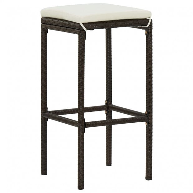 Bar Stools With Cushions 3 Pcs Brown Poly Rattan Image 2