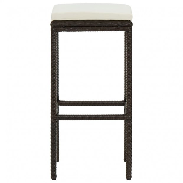 Bar Stools With Cushions 3 Pcs Brown Poly Rattan Image 4