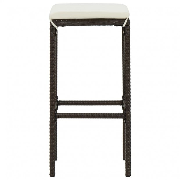 Bar Stools With Cushions 3 Pcs Brown Poly Rattan Image 5