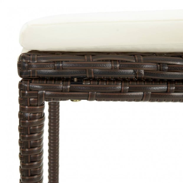 Bar Stools With Cushions 3 Pcs Brown Poly Rattan Image 6