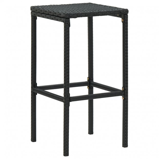 Bar Stools With Cushions 4 Pcs Black Poly Rattan Image 3